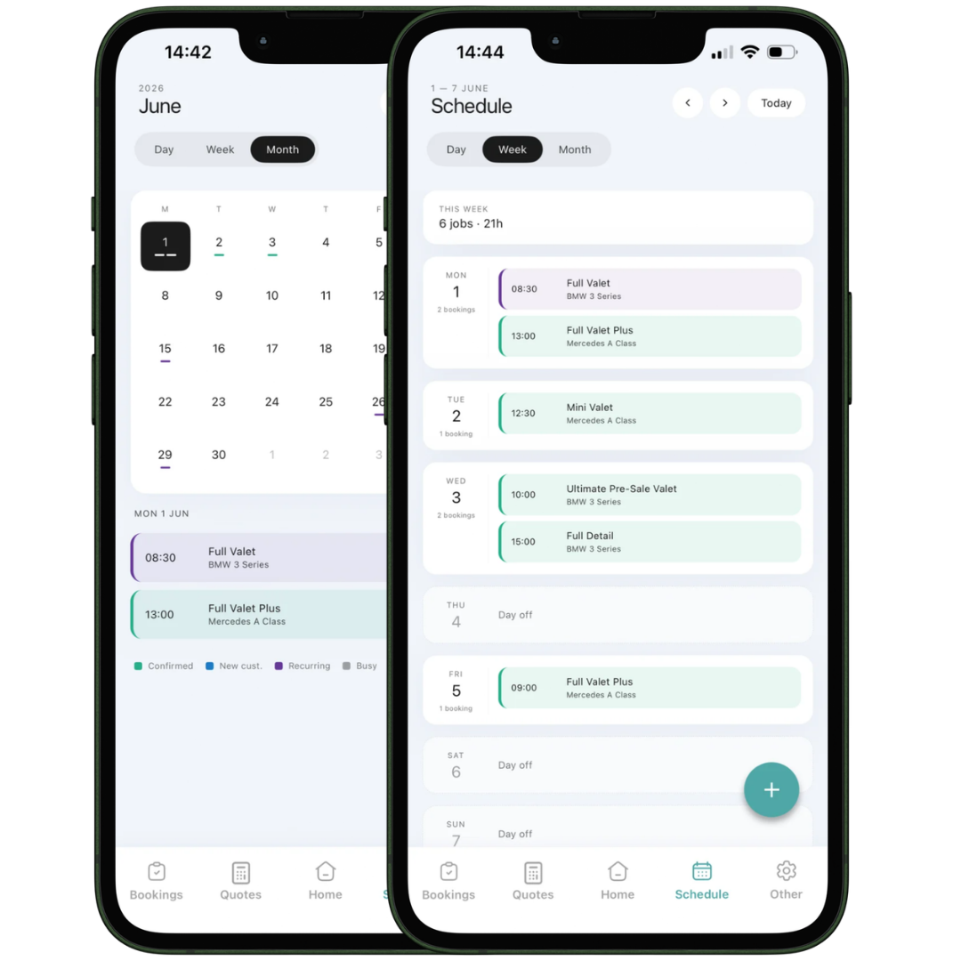 Automate technician's mobile app showing the day's jobs