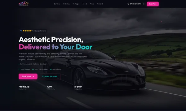 Aesthetic Automotive website screenshot