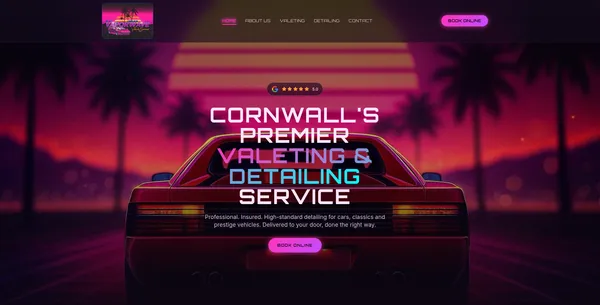 Vaporwave Vehicle Services website screenshot