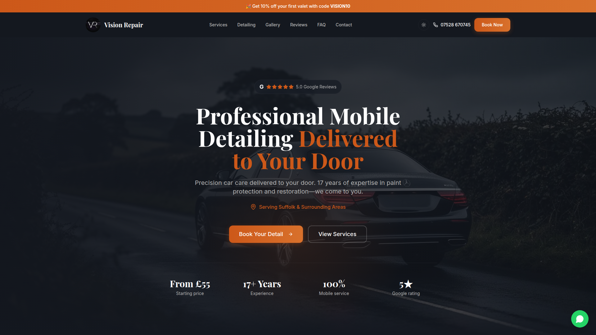 Vision Repair website screenshot